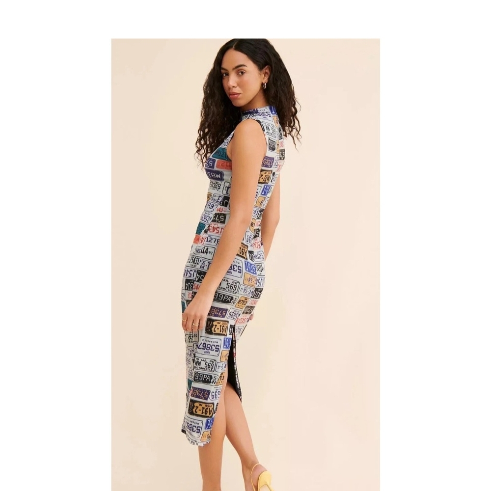 Silence + Noise License Plate Print Sleeveless Dress